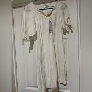 Roxy cream smocked short dress